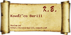 Kovács Berill névjegykártya