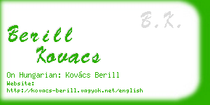 berill kovacs business card