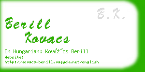 berill kovacs business card